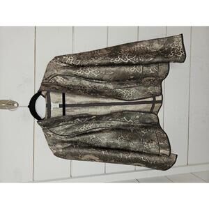 Chico's Size 2 Large Gold shimmer snakeskin open front lightweight blazer